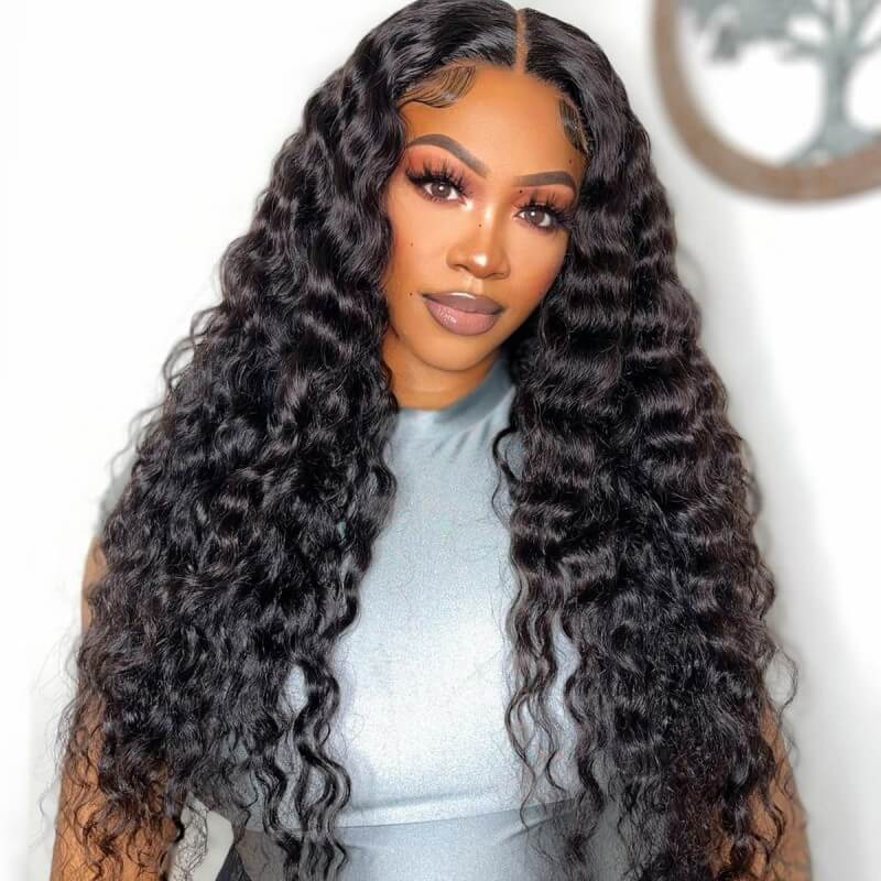 Human Hair Glueless Wigs Loose Deep Wave
