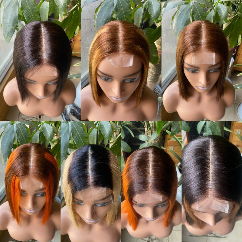 Bone Straight Raw Hair Double Drawn Transparent 2x6 Lace Closure Bob Wig Maxfinest Hair