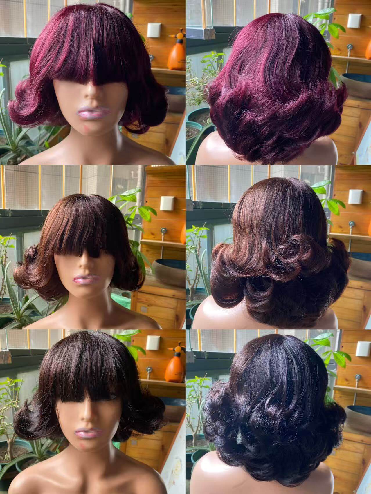 Raw Hair Loose Wave Bang Wig Human Hair 2x3 Lace Middle Part Glueless Wig