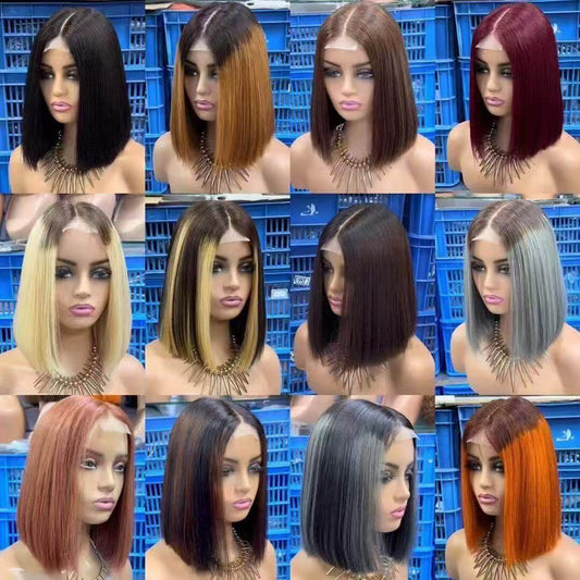 Bone Straight Raw Human Hair Bob Wig 2x6 Lace Closure Glueless Wig