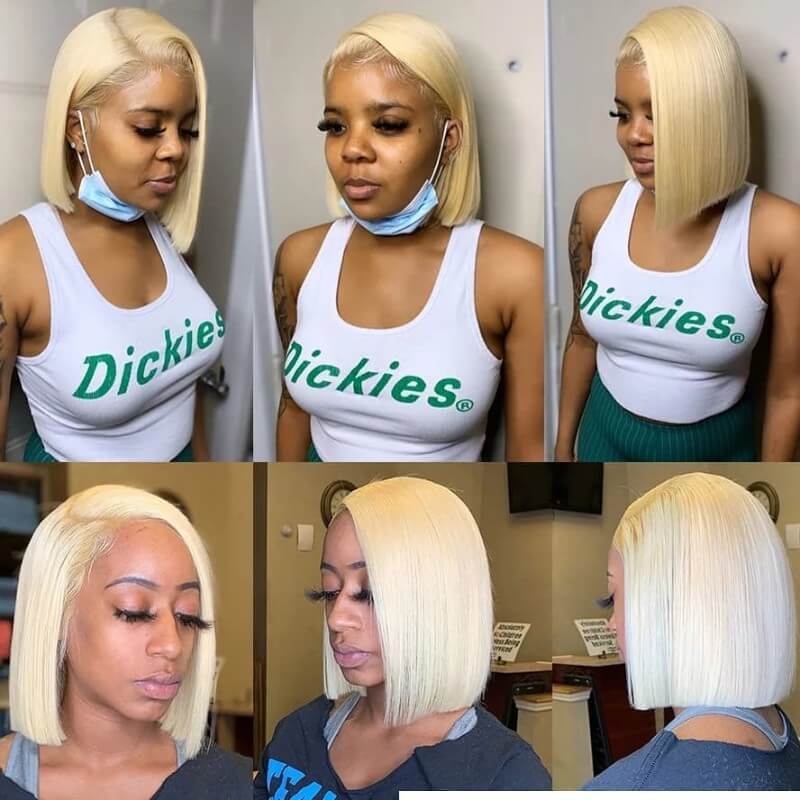 Short Blond Wig 613 Color