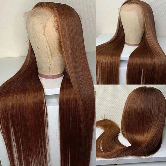 #4 Brown Straight 13x4 Transparent Lace Front Wig Human Hair Glueless Wig