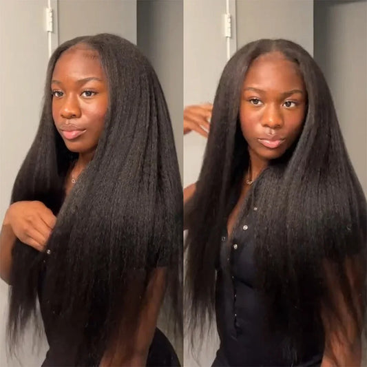 Kinky Straight U Part Wig Human Hair Glueless Natural Texture Wig