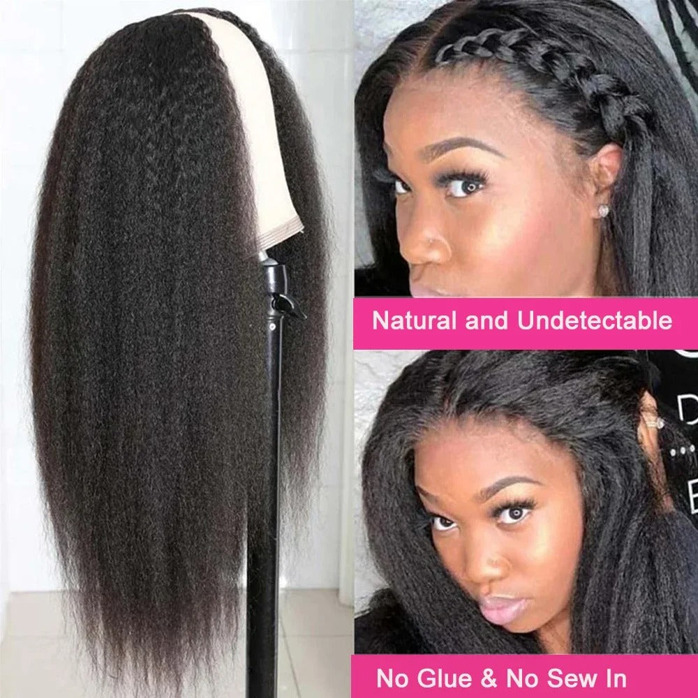 Kinky Straight U Part Wig Human Hair Glueless Natural Texture Wig