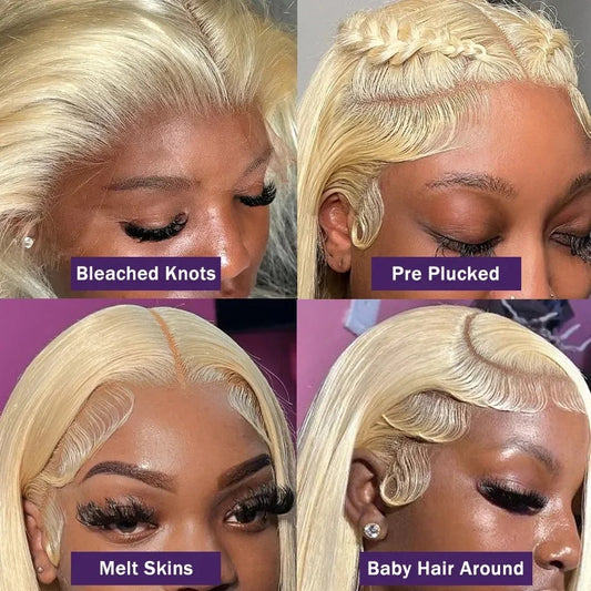 613 Blonde Straight 13x4 Transparent Lace Front Wig Human Hair Glueless Wig