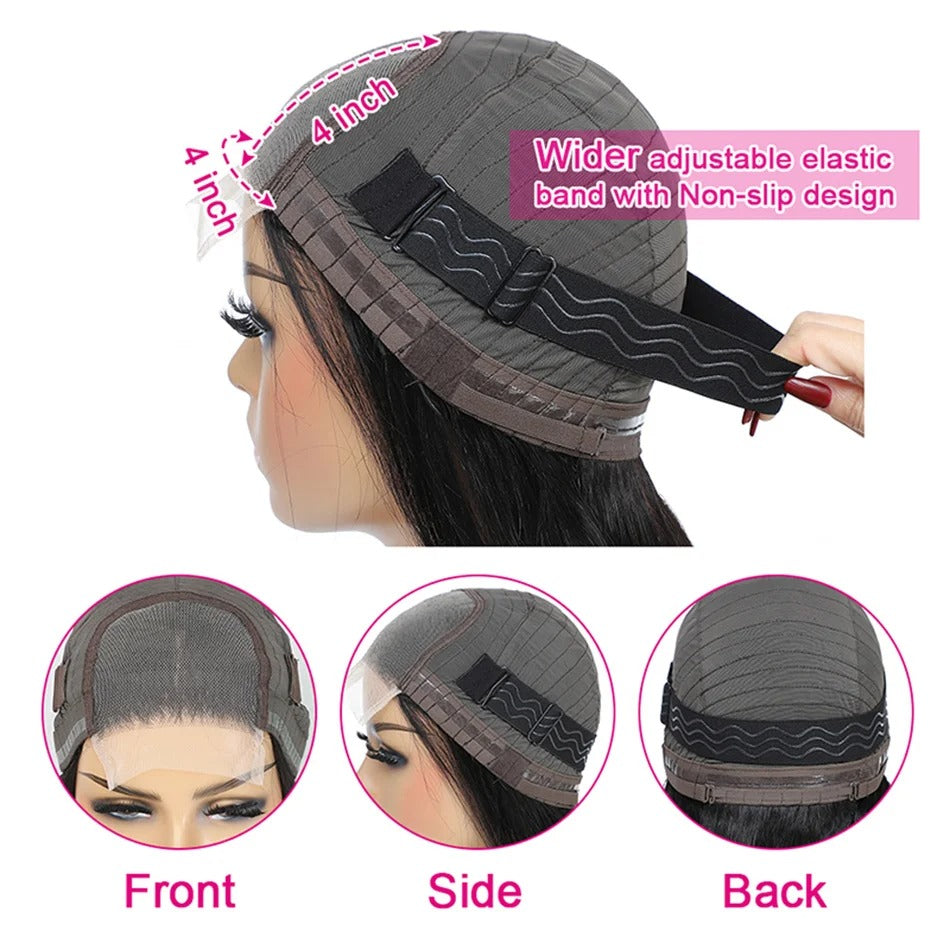 T1B/4 Italy Curl 4x4 Transparent Lace Closure Wig Human Hair Glueless Wig