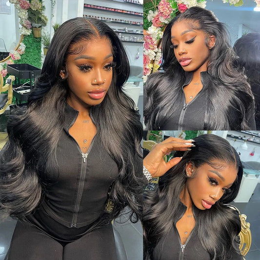 Body Wave Lace Front Wig Human Hair Transparent Lace Glueless Wig
