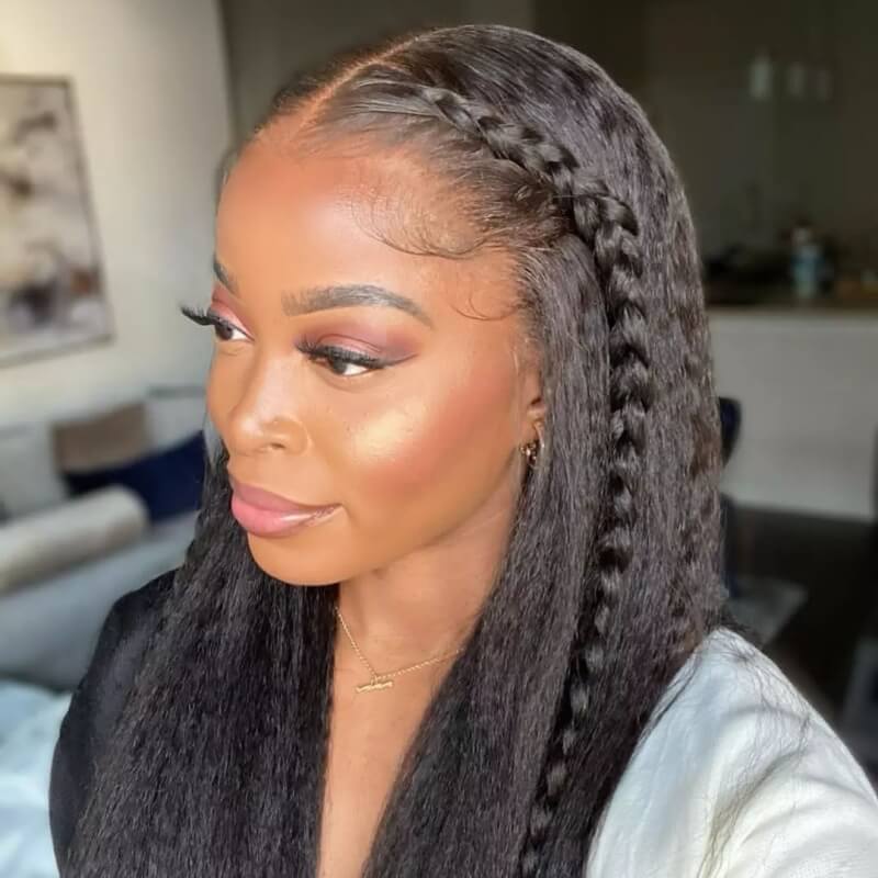 Lace Front Human Hair Wigs Kinky Straight