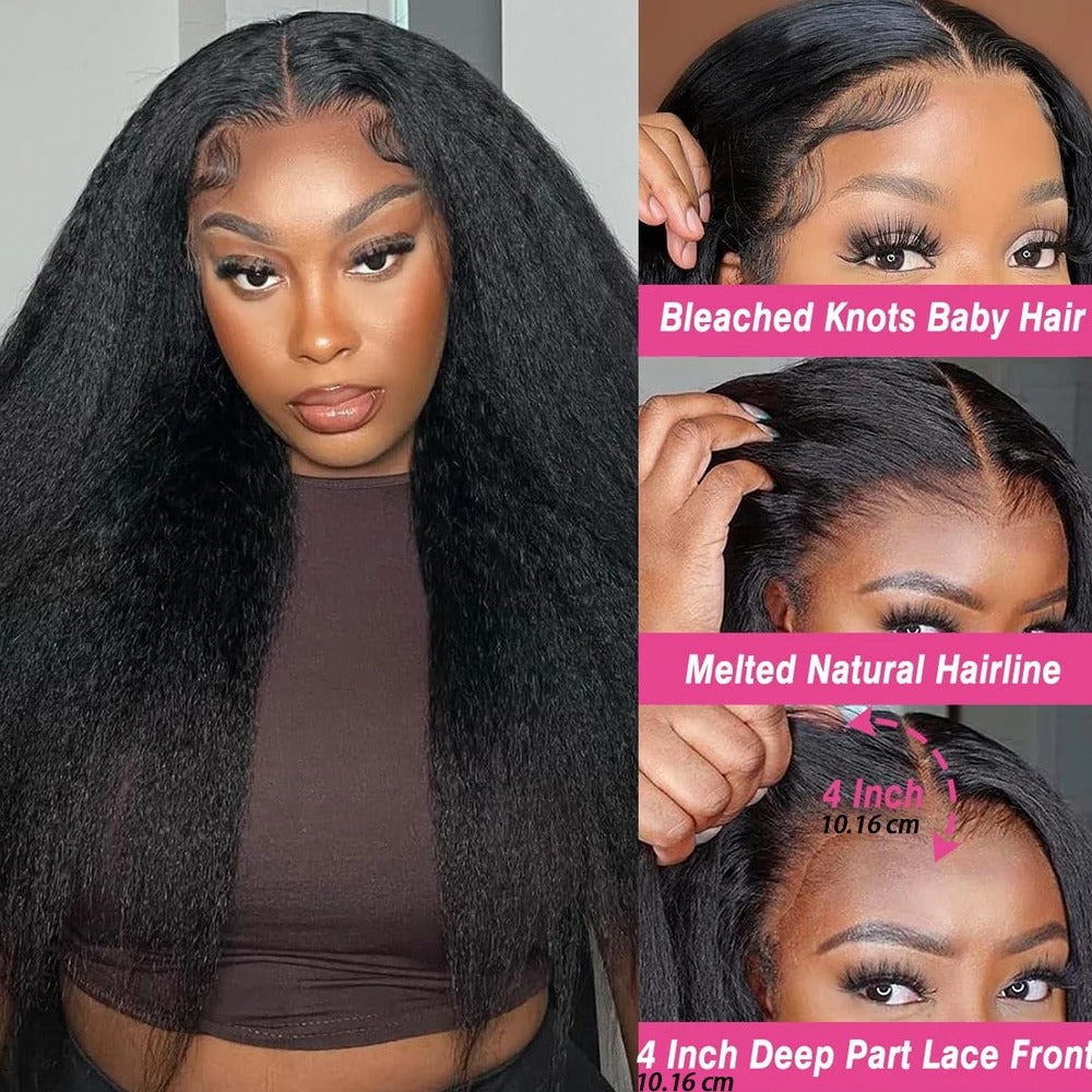 Lace Front Human Hair Wigs Kinky Straight