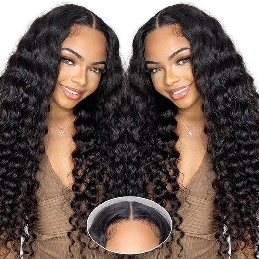 HD Lace 5x5 Closure Wig Deep Wave Human Hair Glueless Wig