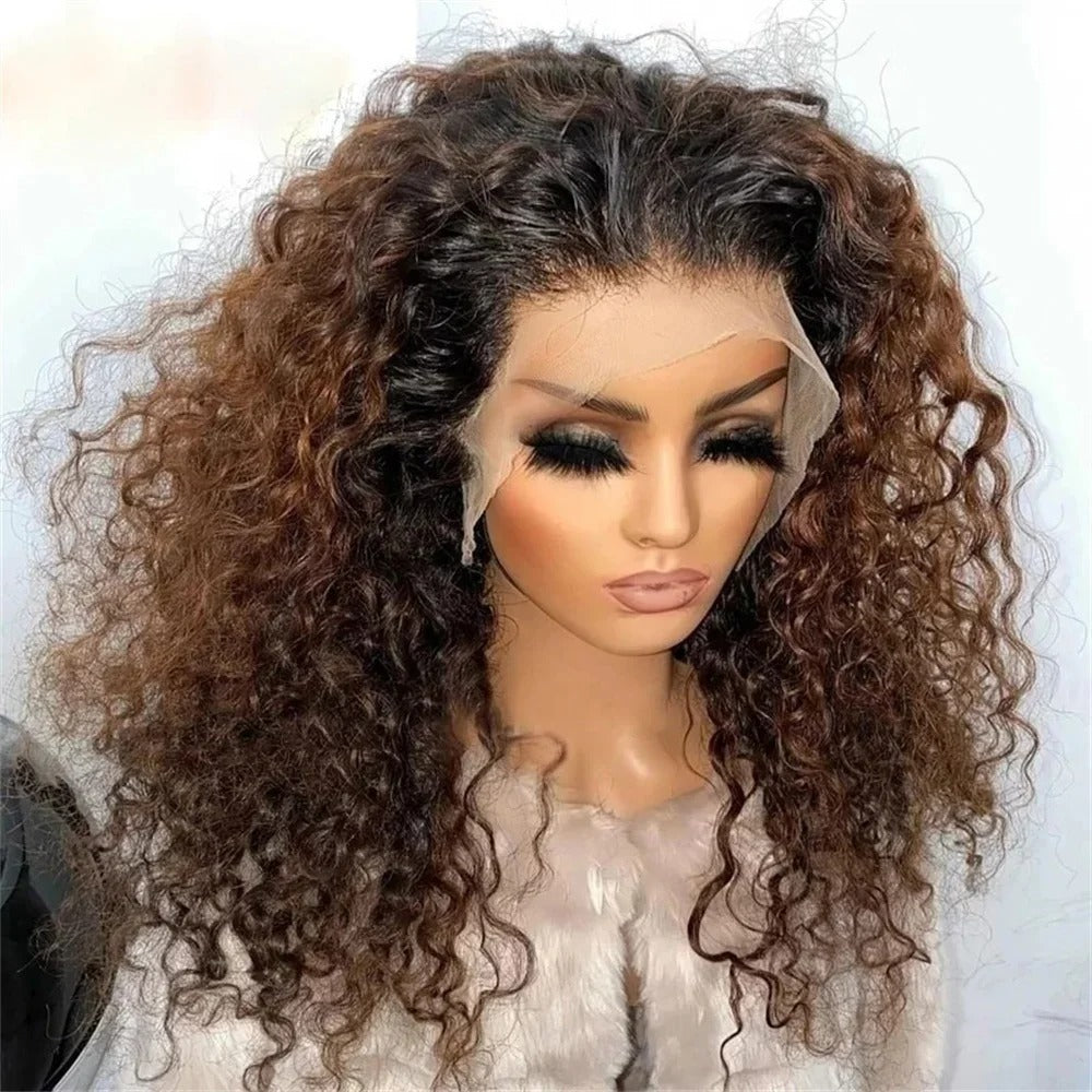 T1B/4 Italy Curl 4x4 Transparent Lace Closure Wig Human Hair Glueless Wig