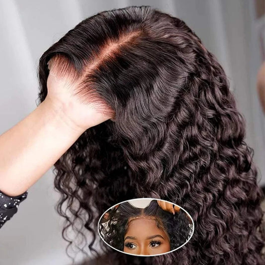 HD Lace 5x5 Closure Wig Deep Wave Human Hair Glueless Wig