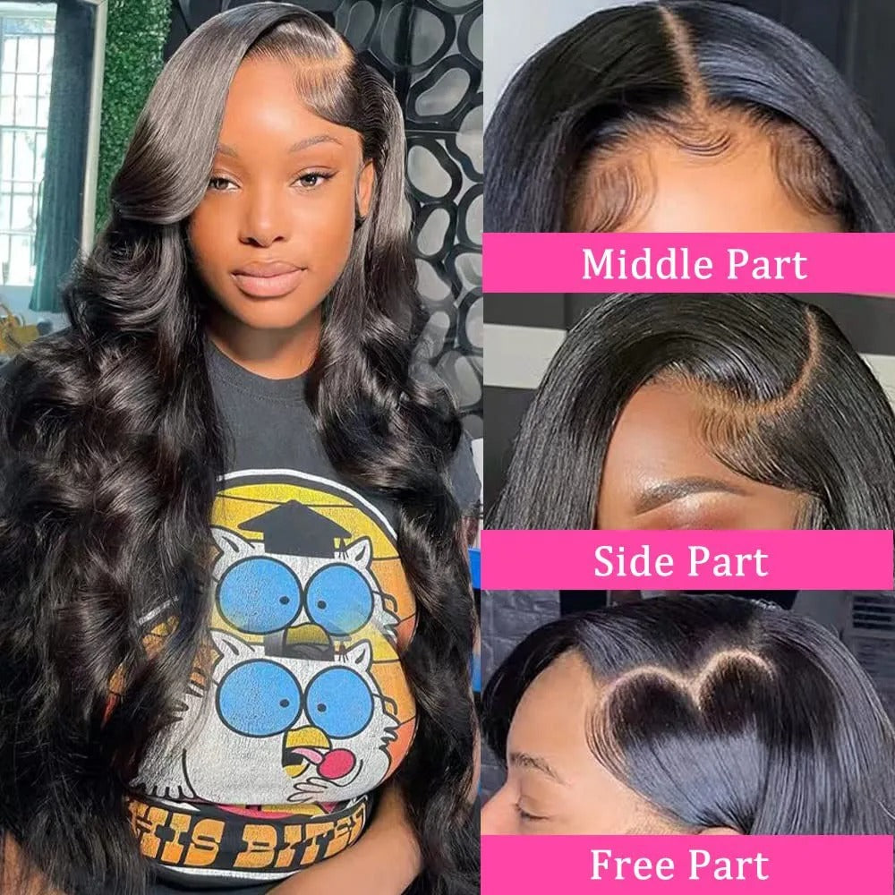 Body Wave Lace Front Wig Human Hair Transparent Lace Glueless Wig