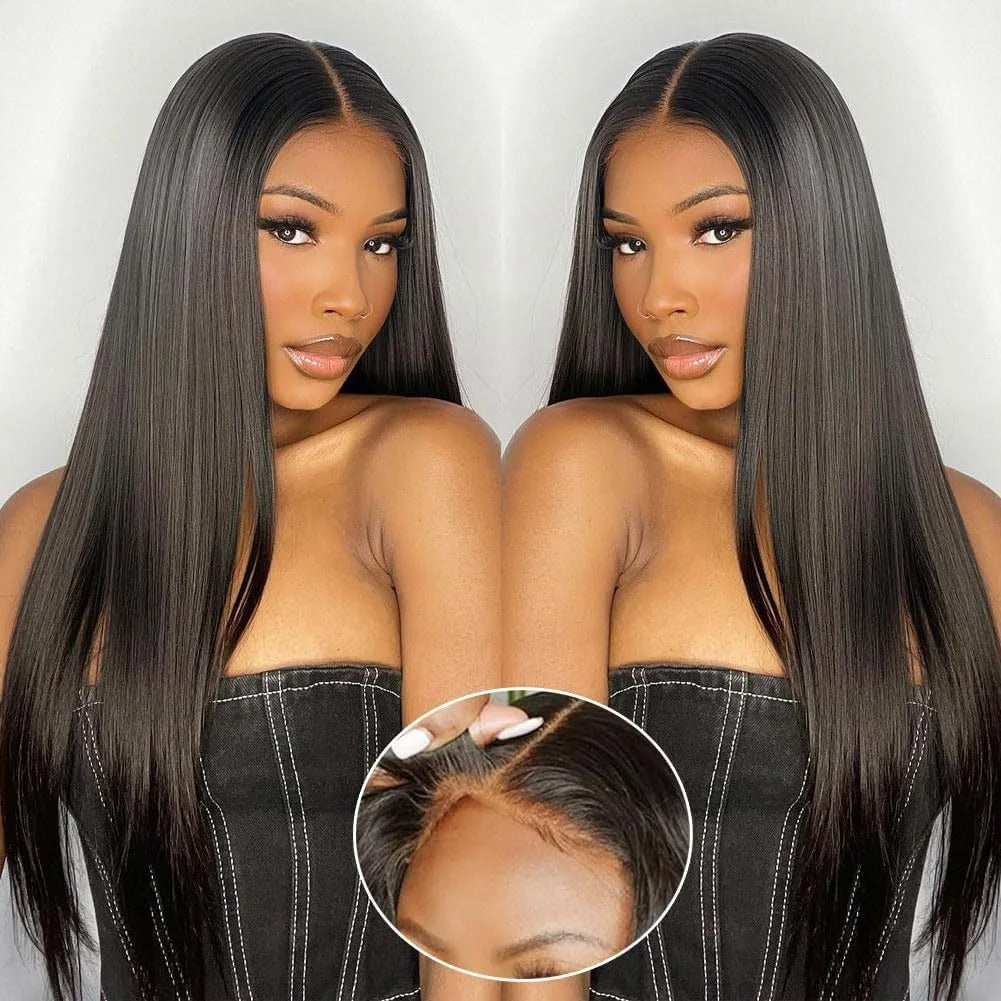 Straight Lace Front Wig Human Hair Transparent Lace Glueless Wig