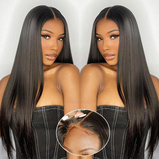 Straight Lace Front Wig Human Hair Transparent Lace Glueless Wig