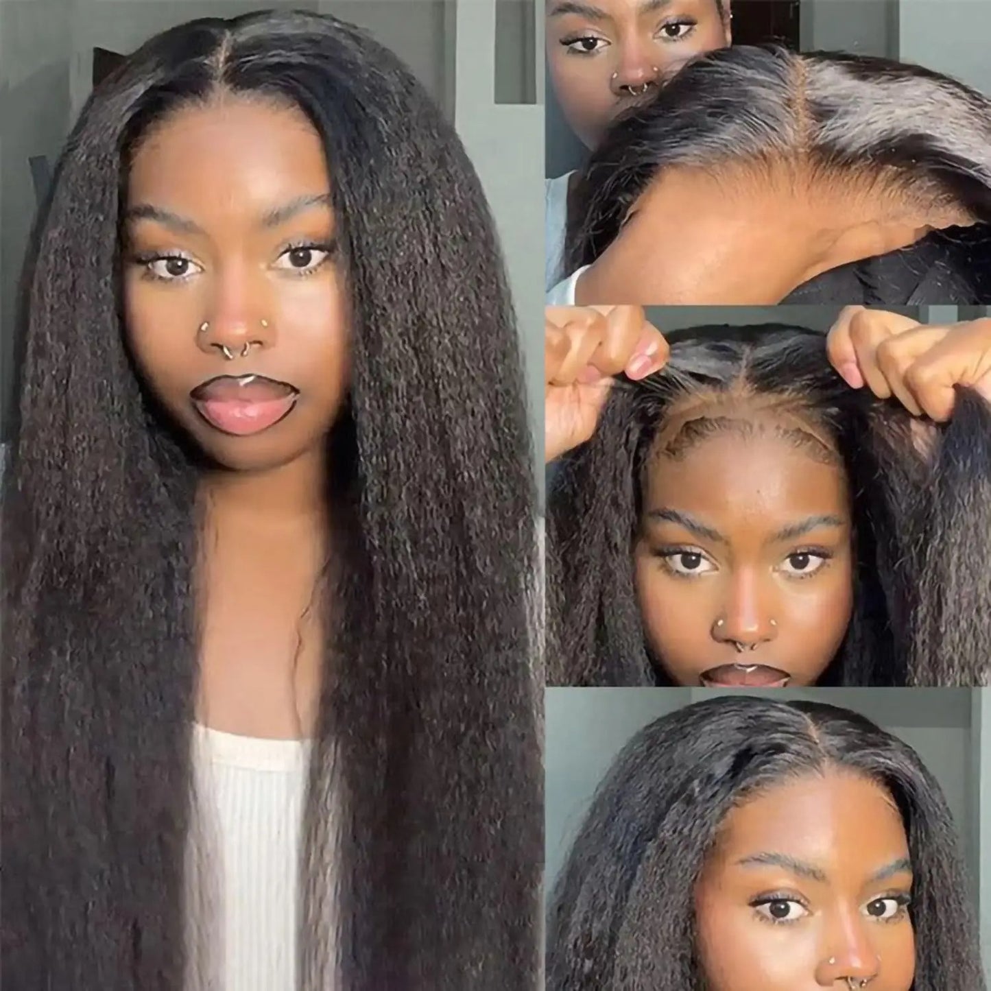 Lace Front Human Hair Wigs Kinky Straight