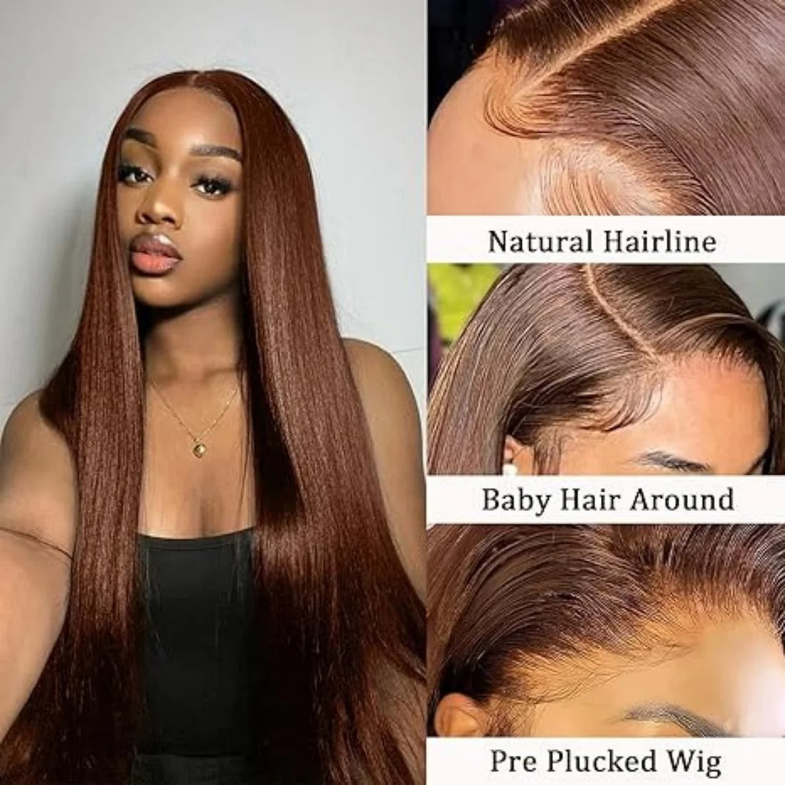 #4 Brown Straight 13x4 Transparent Lace Front Wig Human Hair Glueless Wig
