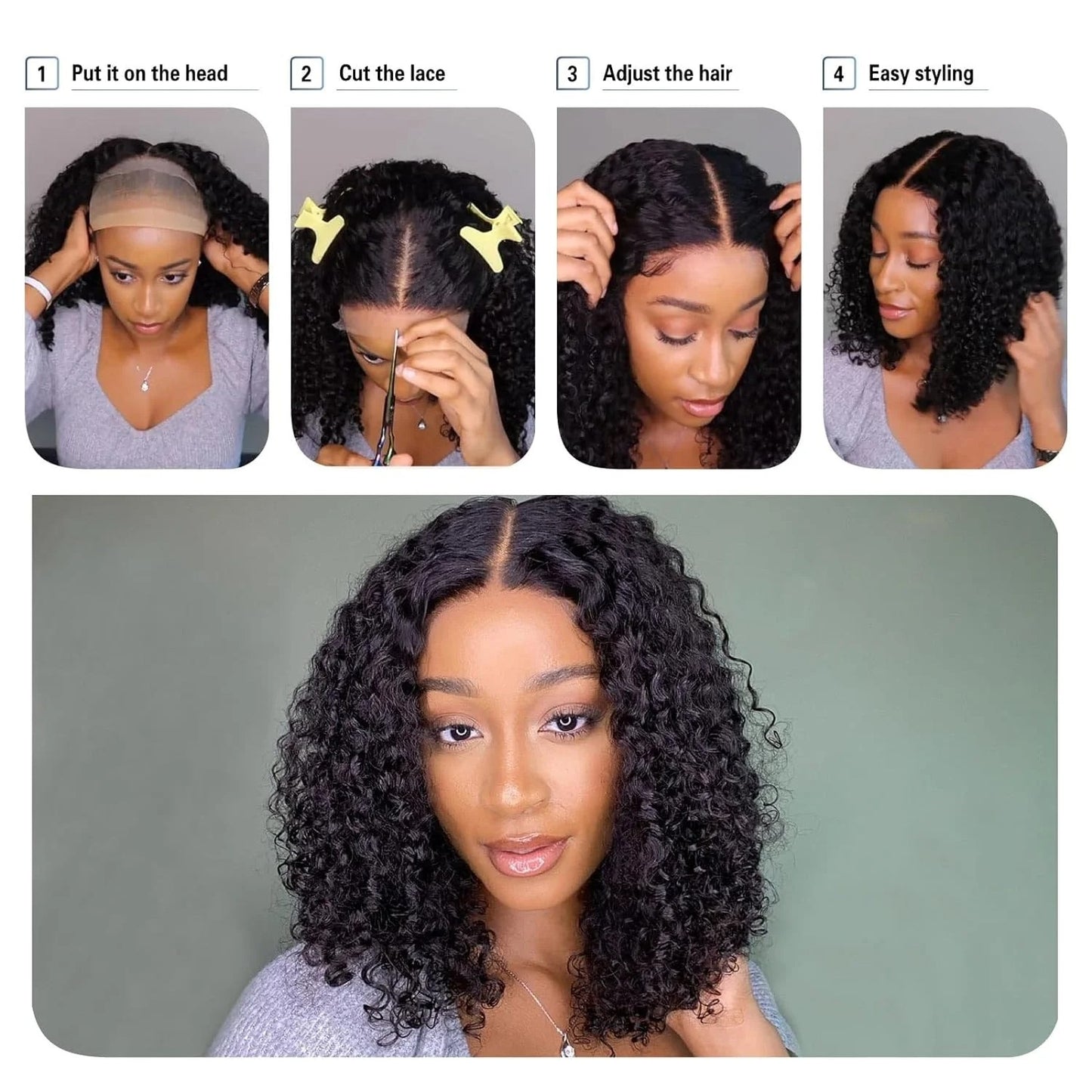 Pixie Curly 4x4 Lace Closure Wig Human Hair Glueless Wig