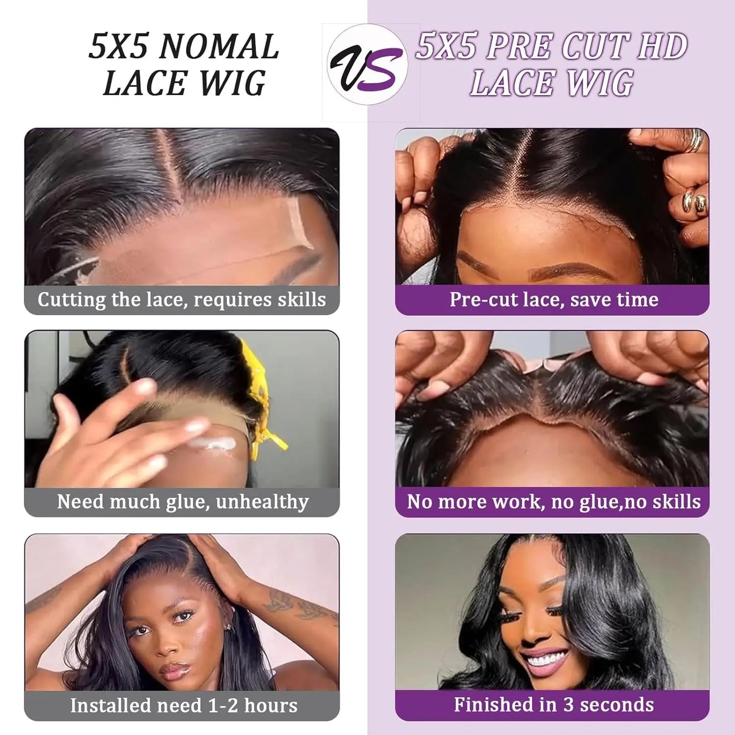 HD Lace 5x5 Closure Wig Body Wave Human Hair Glueless Wig