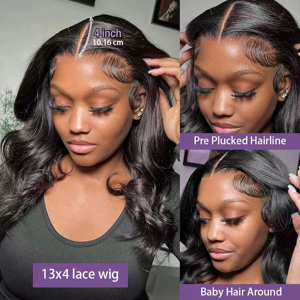 Loose Body Wave Lace Front Wig 250% Density Human Hair Transparent Lace Glueless Wig