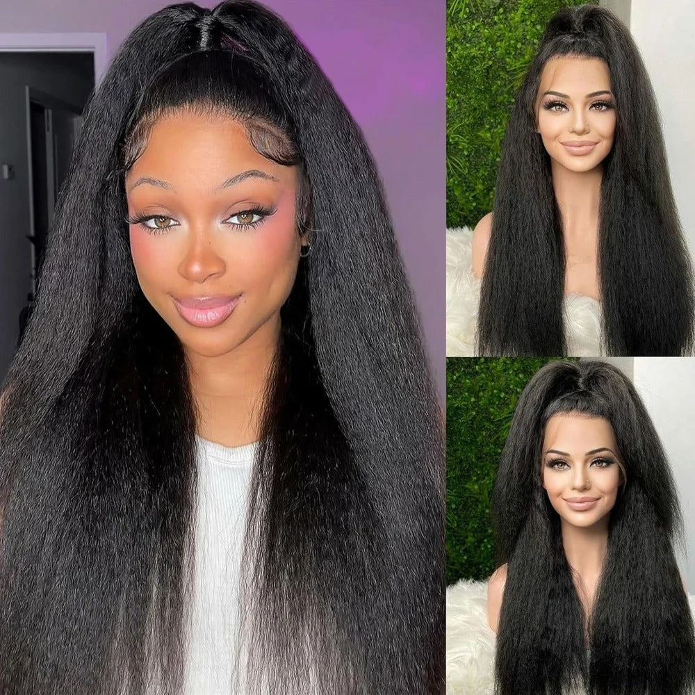 Lace Front Human Hair Wigs Kinky Straight