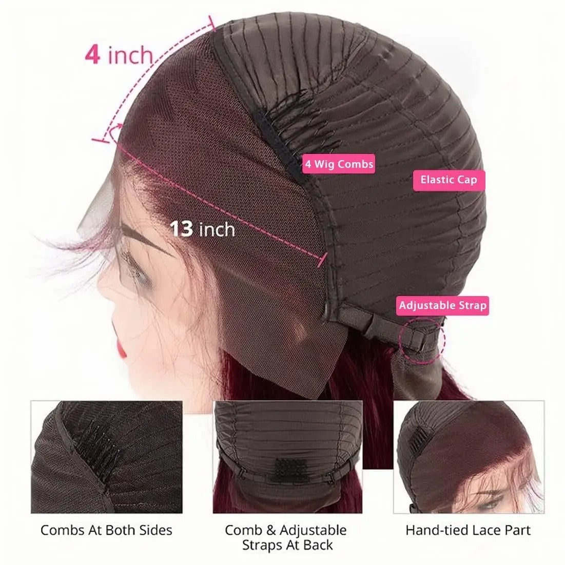 99J Burgundy Body Wave 13x4 Transparent Lace Front Wig Human Hair Glueless Wig