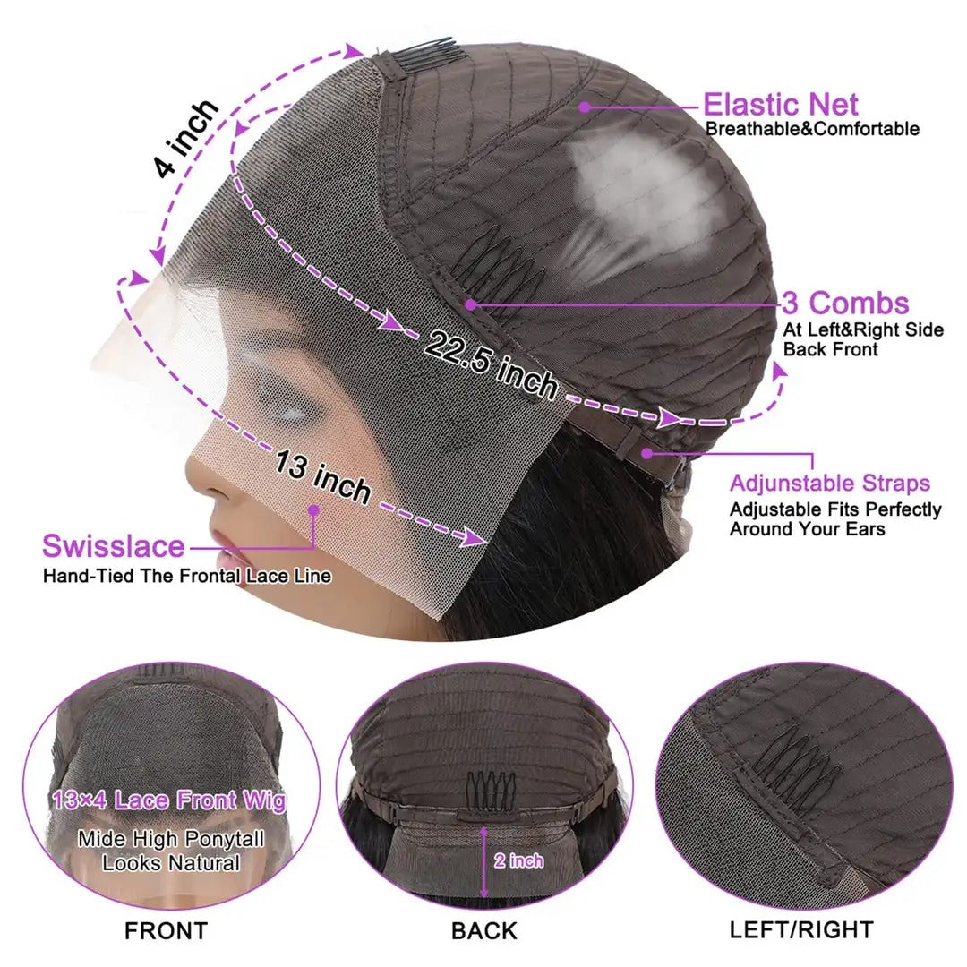 Kinky Curly Lace Front Wig Human Hair Transparent Lace Glueless Wig