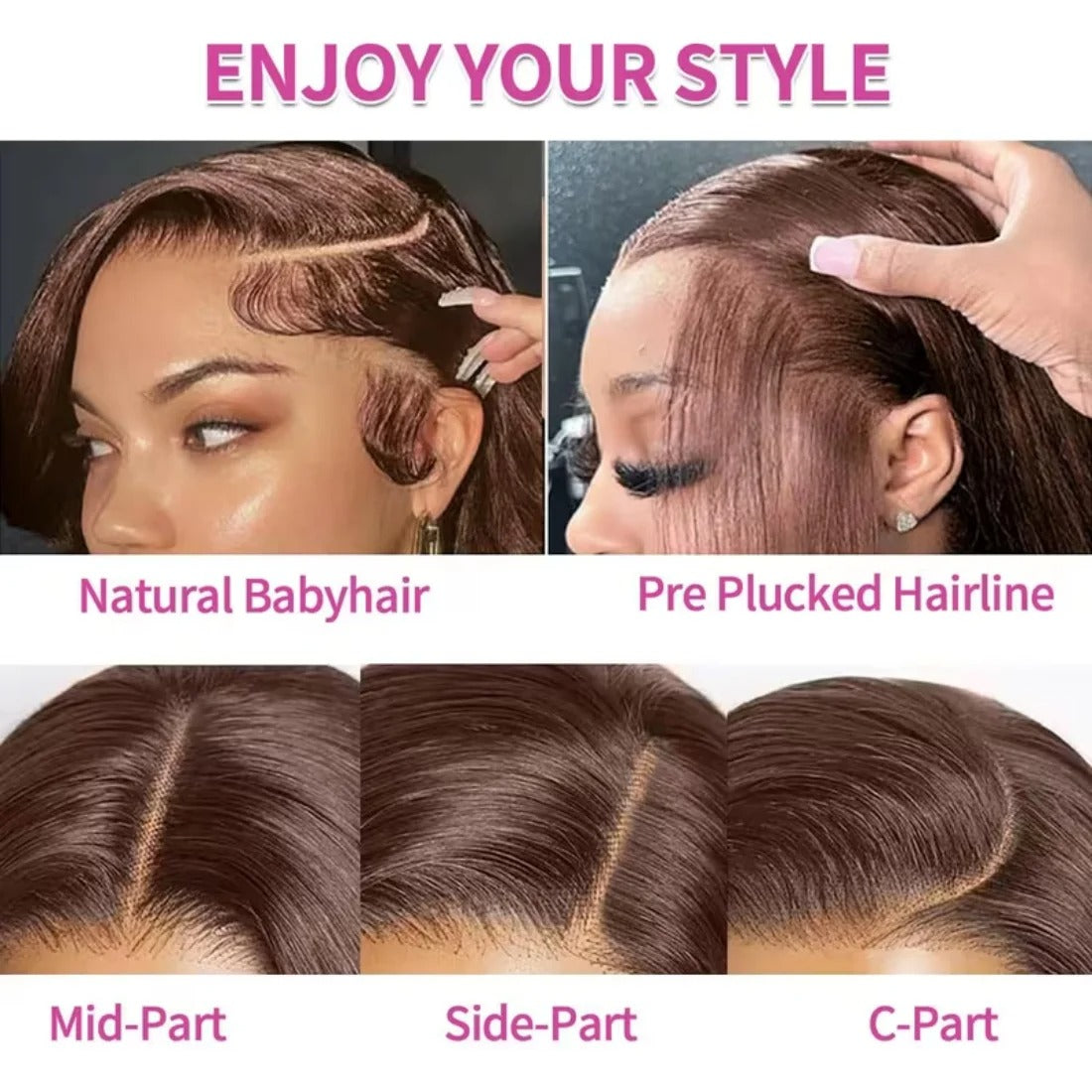 #4 Brown Straight 13x4 Transparent Lace Front Wig Human Hair Glueless Wig