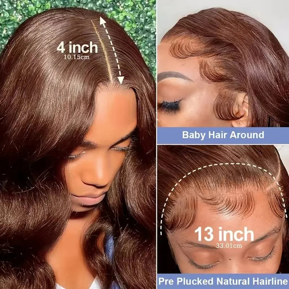 #4 Brown Loose Wave Lace Front Wig Human Hair Transparent Lace Wig
