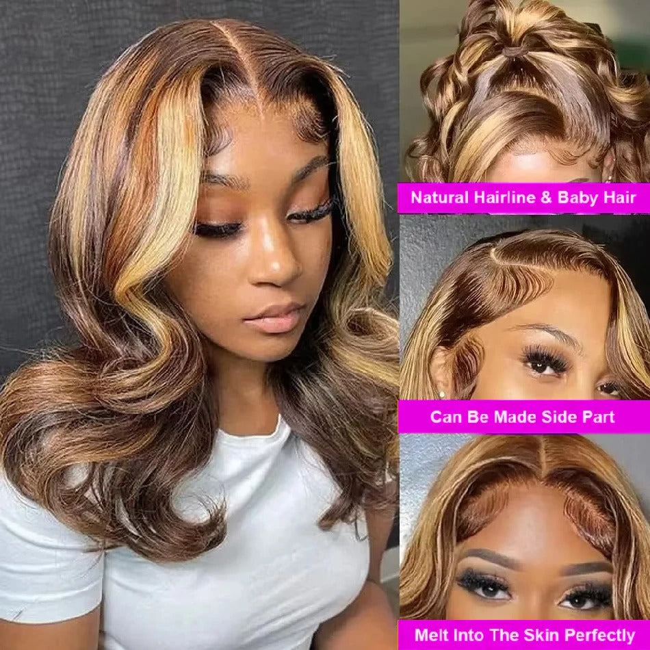 P4/27 Loose Body Wave Wig 250% Density Human Hair Transparent Lace Glueless Wig