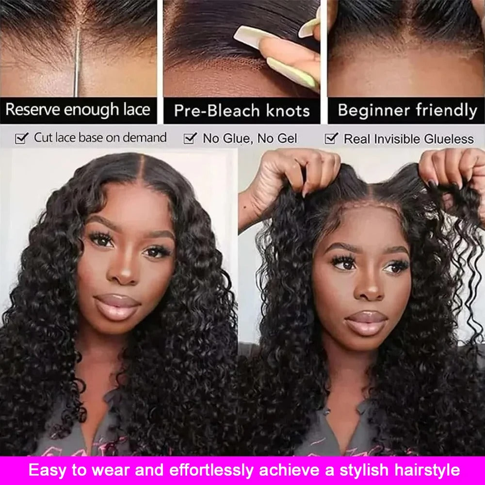 HD Lace 5x5 Closure Wig Deep Wave Human Hair Glueless Wig