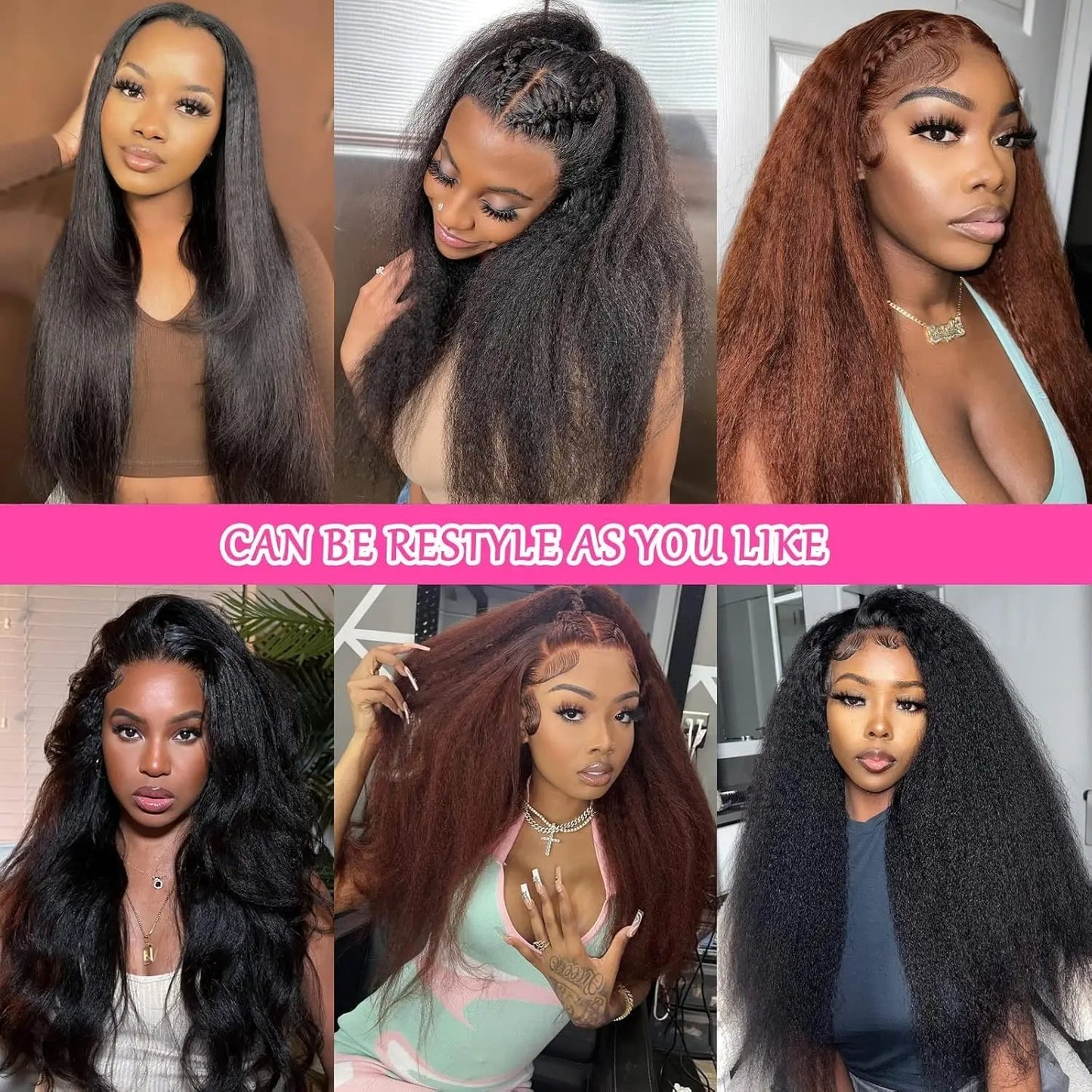 #4 Brown Kinky Straight Human Hair Transparent Lace Glueless Wig