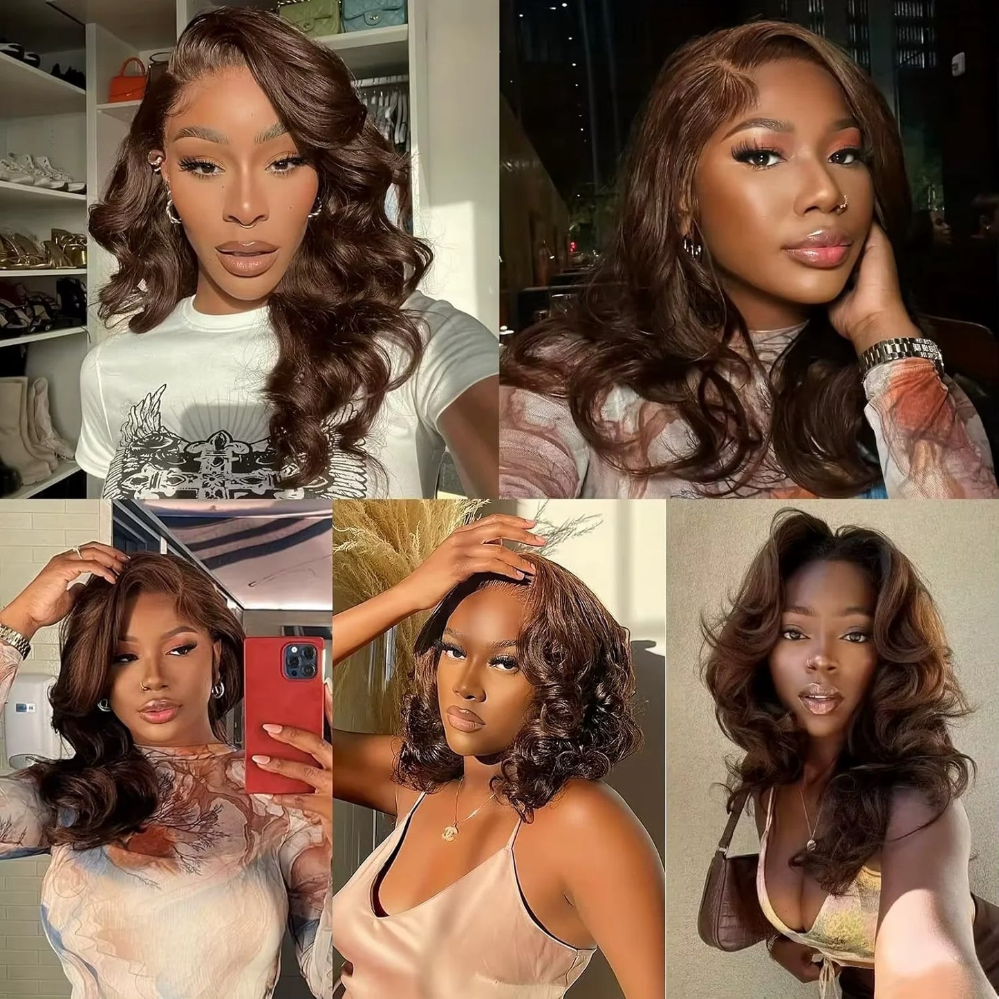 #4 Brown Loose Body Wave Wig 250% Density Human Hair Transparent Lace Glueless Wig