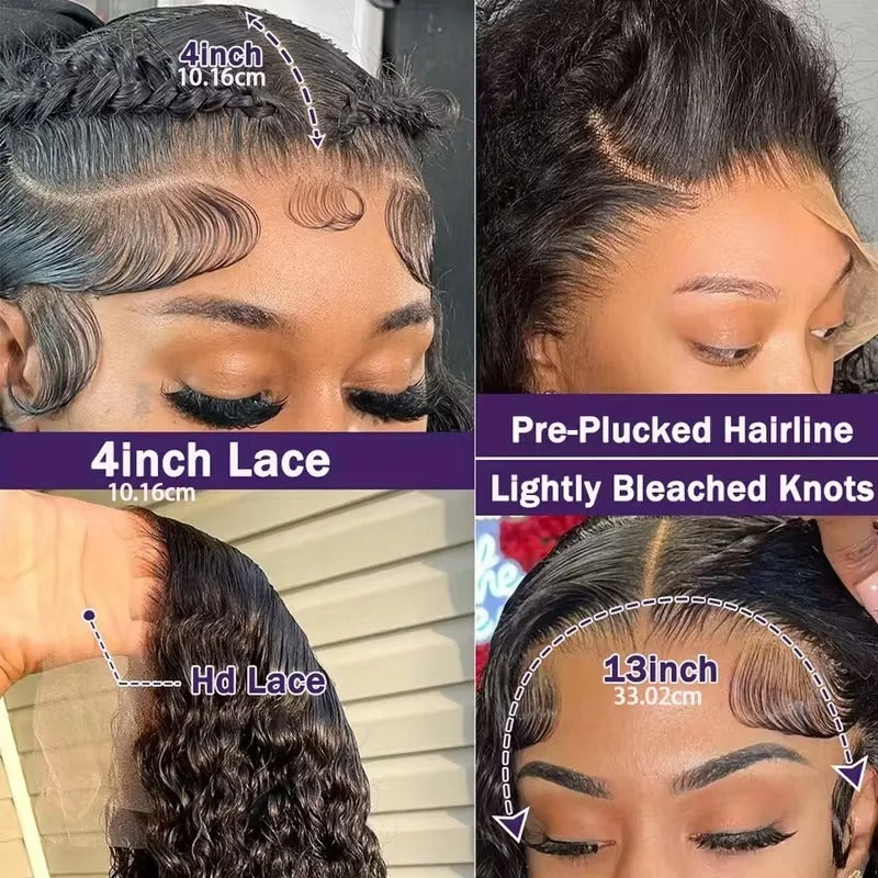 Kinky Curly Lace Front Wig Human Hair Transparent Lace Glueless Wig