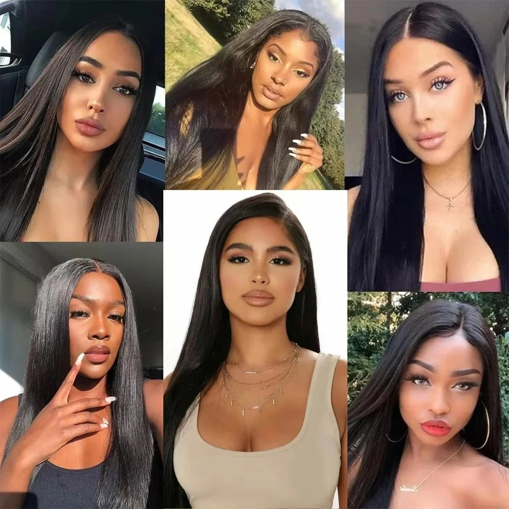 Straight Lace Front Wig Human Hair Transparent Lace Glueless Wig