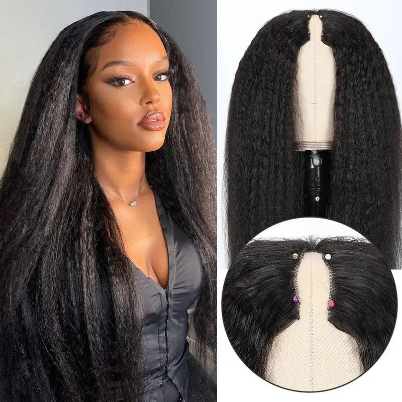 Kinky Straight U Part Wig Human Hair Glueless Natural Texture Wig