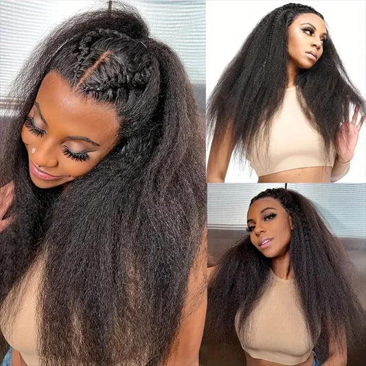 Lace Front Human Hair Wigs Kinky Straight
