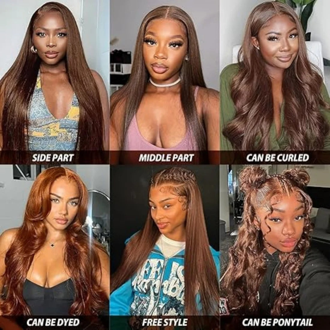 #4 Brown Straight 13x4 Transparent Lace Front Wig Human Hair Glueless Wig