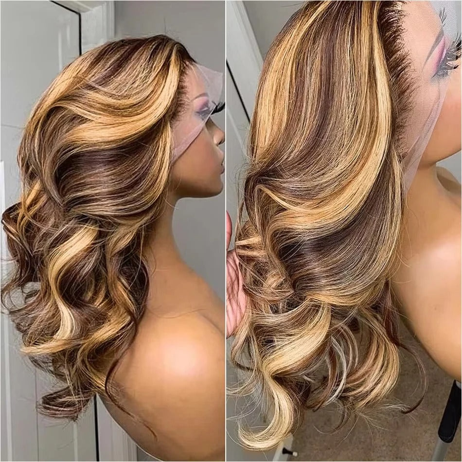 P4/27 Loose Body Wave Wig 250% Density Human Hair Transparent Lace Glueless Wig
