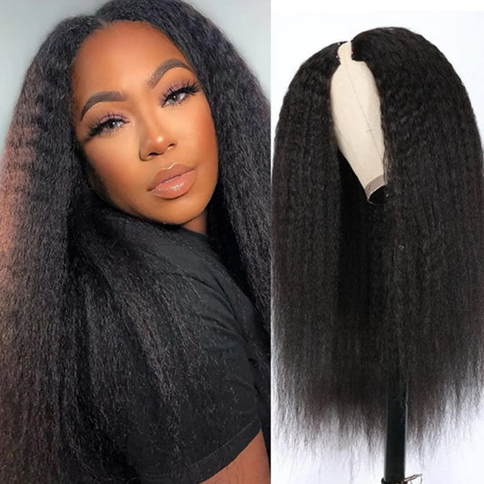 Kinky Straight U Part Wig Human Hair Glueless Natural Texture Wig