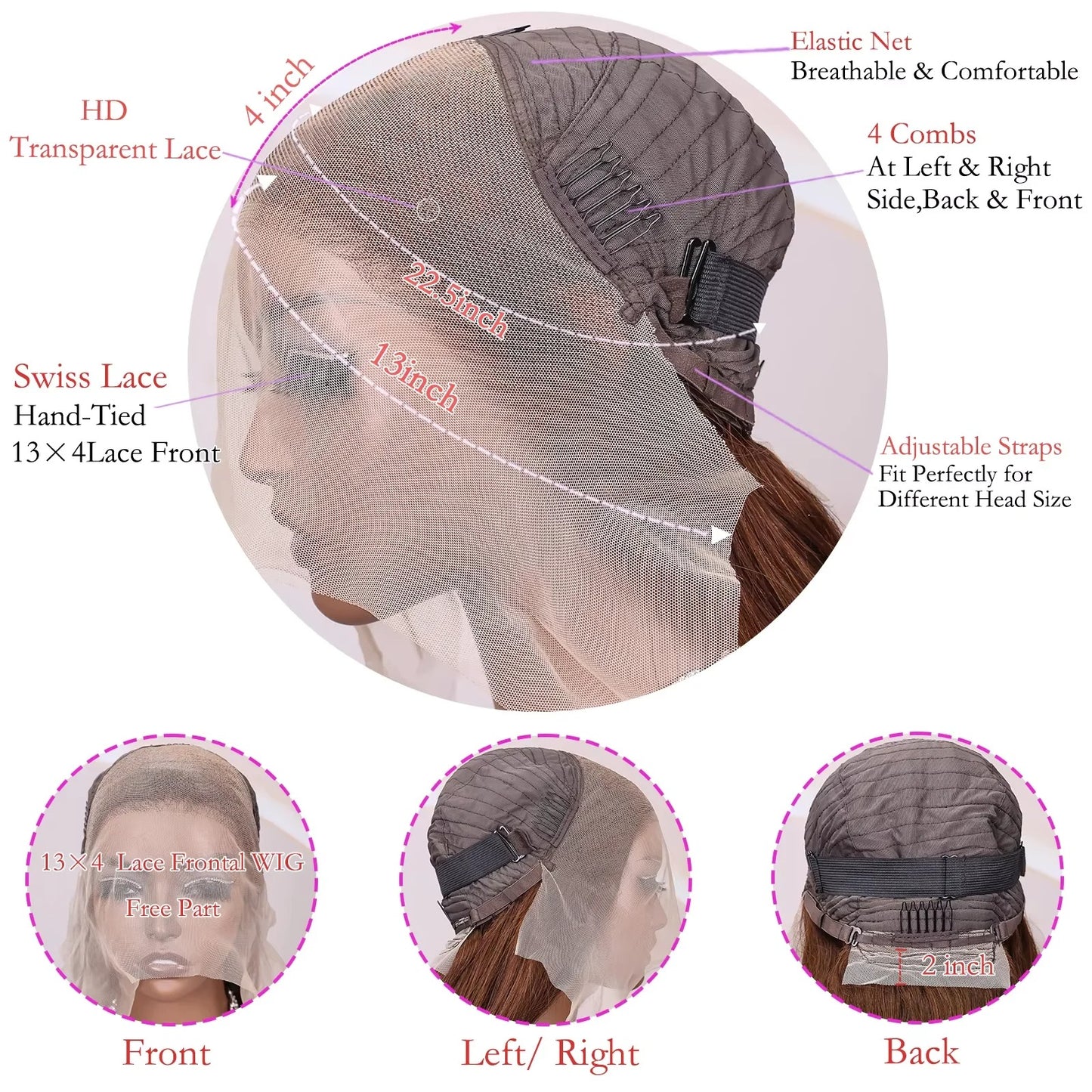#4 Brown Body Wave 13x4 Transparent Lace Front Wig Human Hair Glueless Wig