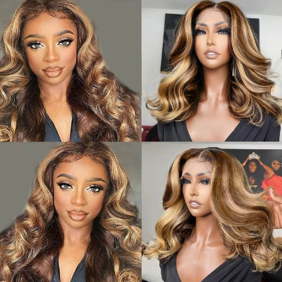 P4/27 Loose Body Wave Wig 250% Density Human Hair Transparent Lace Glueless Wig