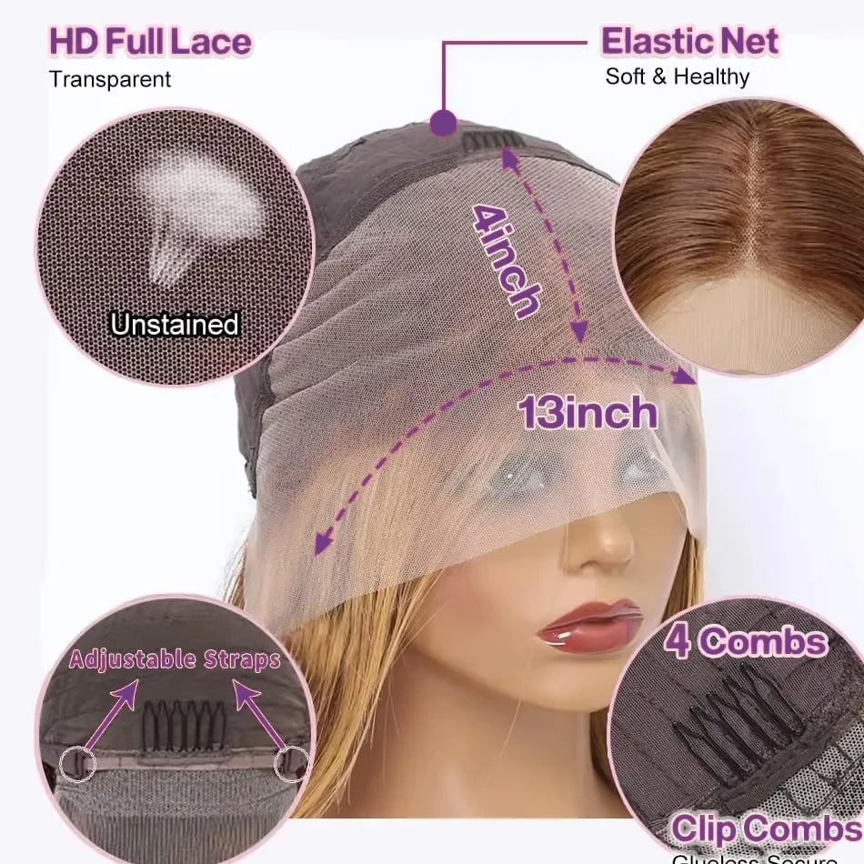 P4/27 Loose Body Wave Wig 250% Density Human Hair Transparent Lace Glueless Wig
